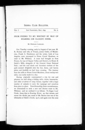 Sierra Club Bulletin 1895 Vol 1 No 6 May cover